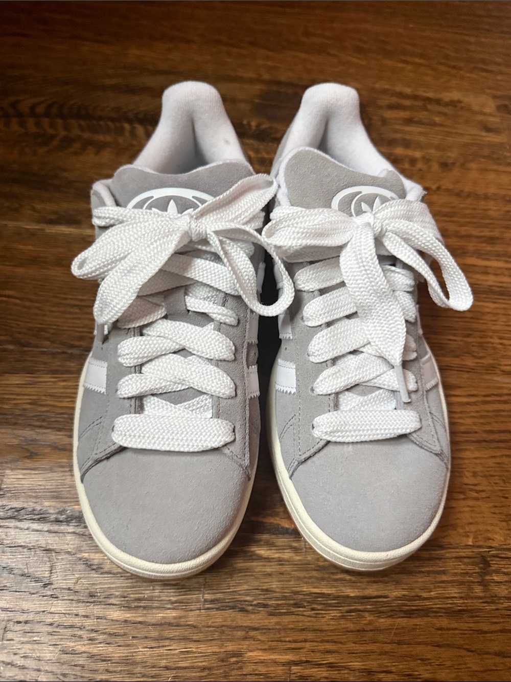 adidas Gray Suede Low-Top Sneakers with White Accents